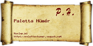 Paletta Hümér névjegykártya